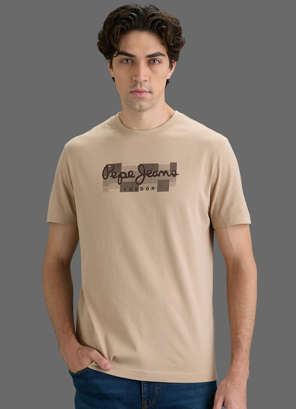 Men Beige Printed Slim Fit T-shirt, , large image number 5