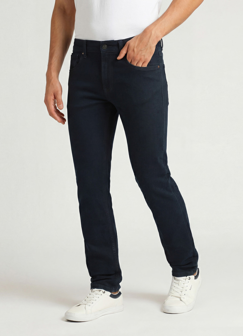 Vapour Black Low Rise Tapered Jeans, , large image number 0