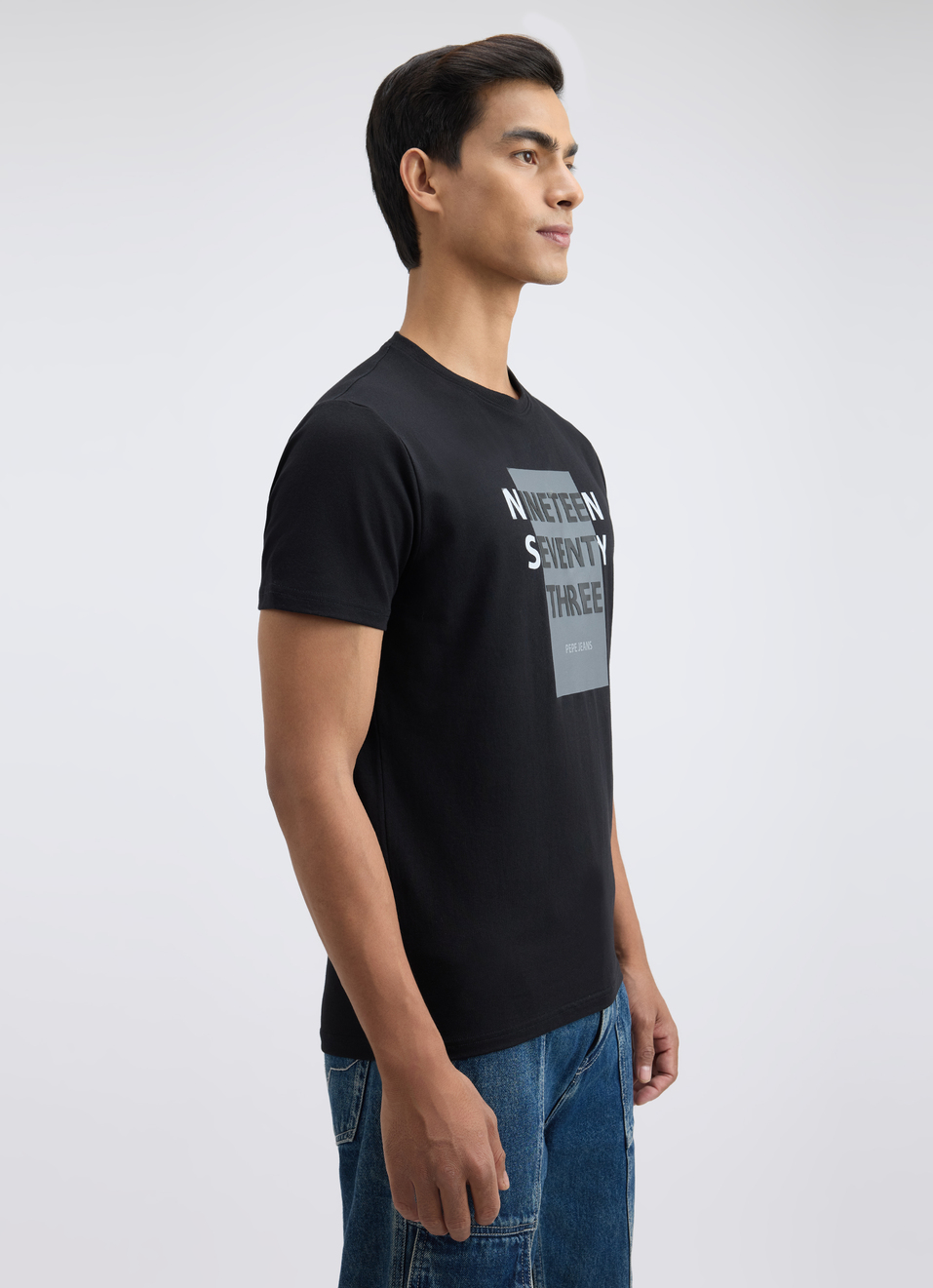 Men Black Graphic Print Short Sleeve Stretch T-shirt, , large image number 3