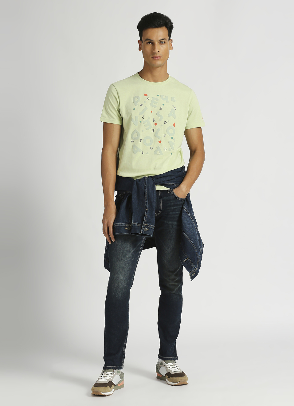 Green Typographic Tonal Puff Print Short Sleeve T-shirt, , large image number 5