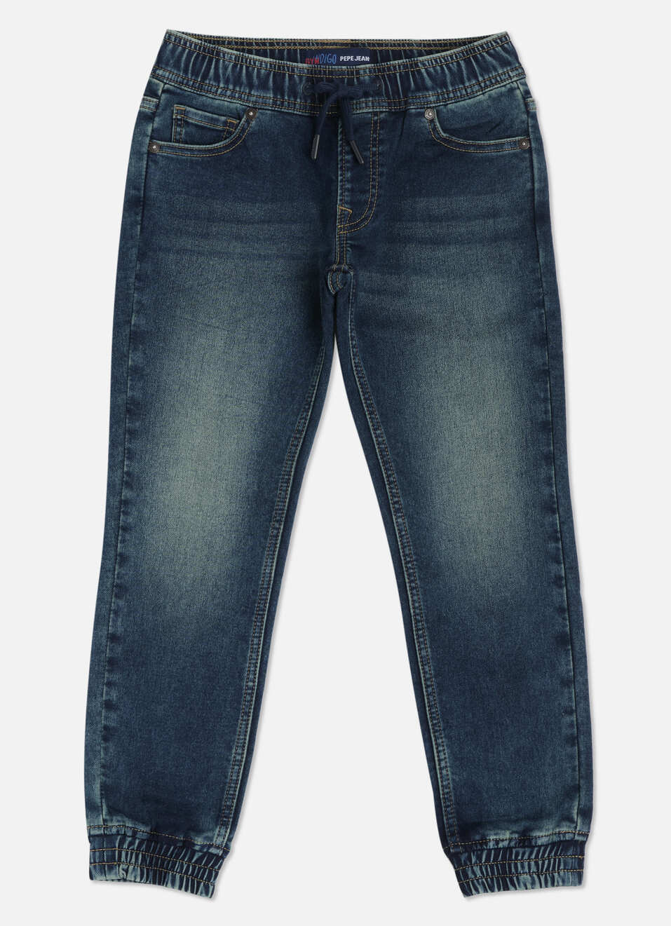 Boys Sprinter Blue Mid Waist Jogger Fit Jeans, , large image number 0