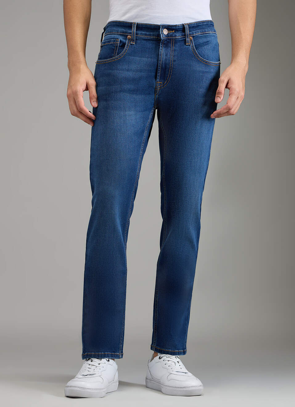 Men Blue Slim Fit Stretchable Jeans, , large image number 1