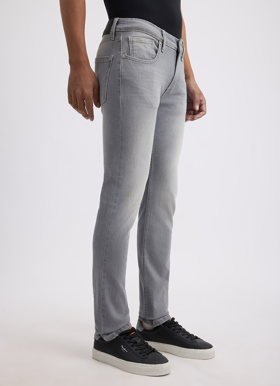 Men Grey Slim Fit Mid Rise All Climate Streachable Jeans, , large image number 6