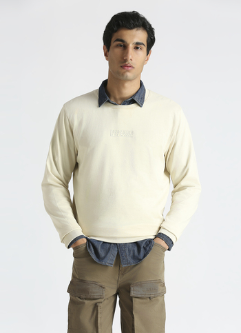 Ivory Crew Neck Full Sleeve Sweatshirt