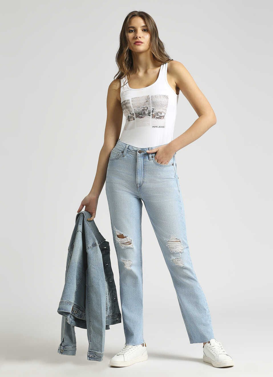 Mary Light Blue High Waist Straight Fit Jeans, , large image number 0