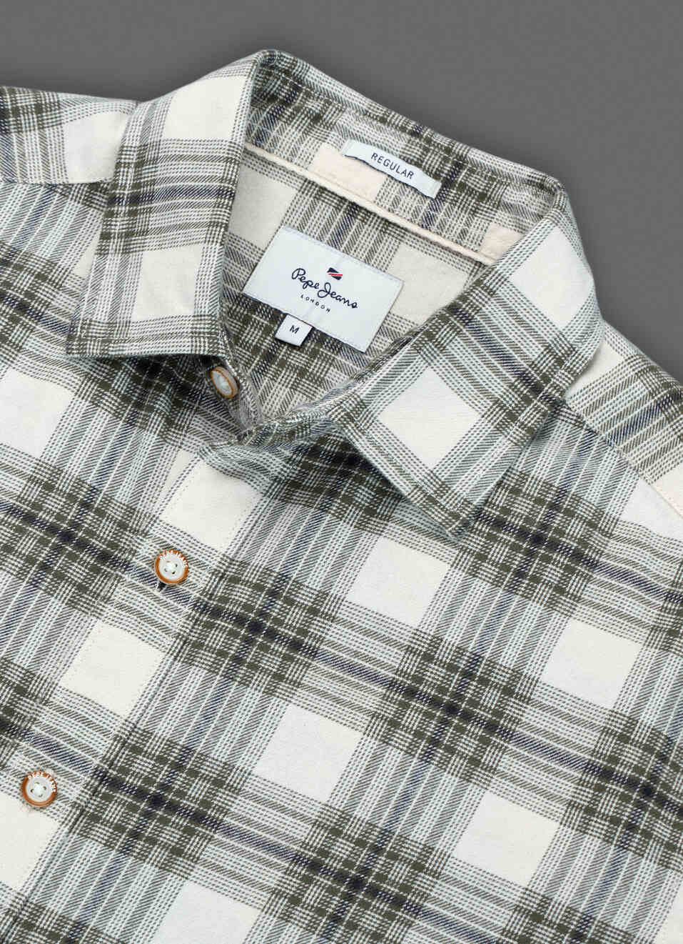 Men Olive Green Checked Brushed Twill Long Sleeve Shirt, , large image number 3