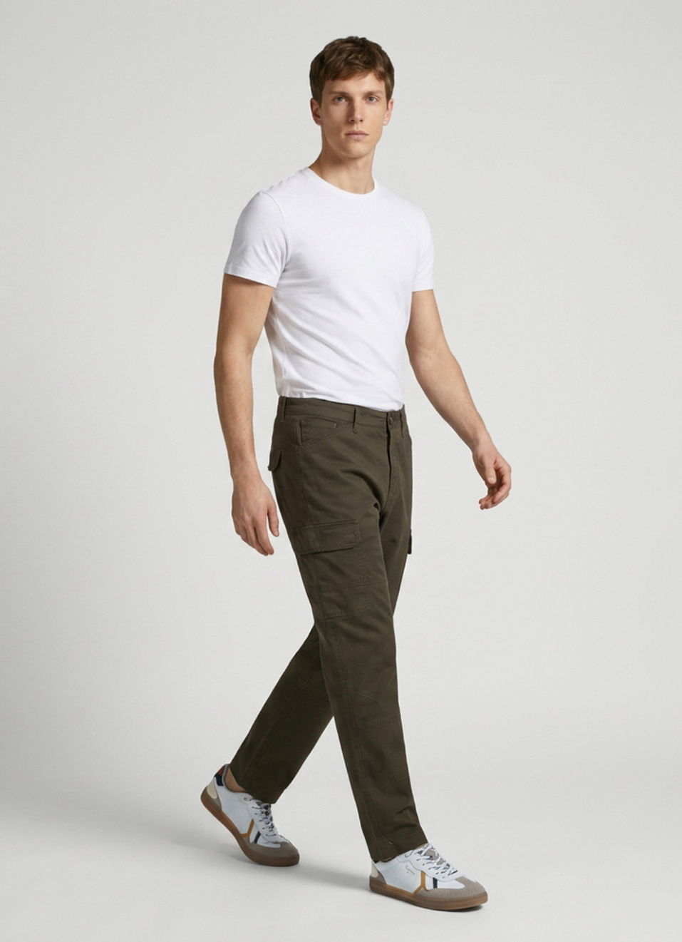 Men Olive Cargo Straight Fit Pants, , large image number 7