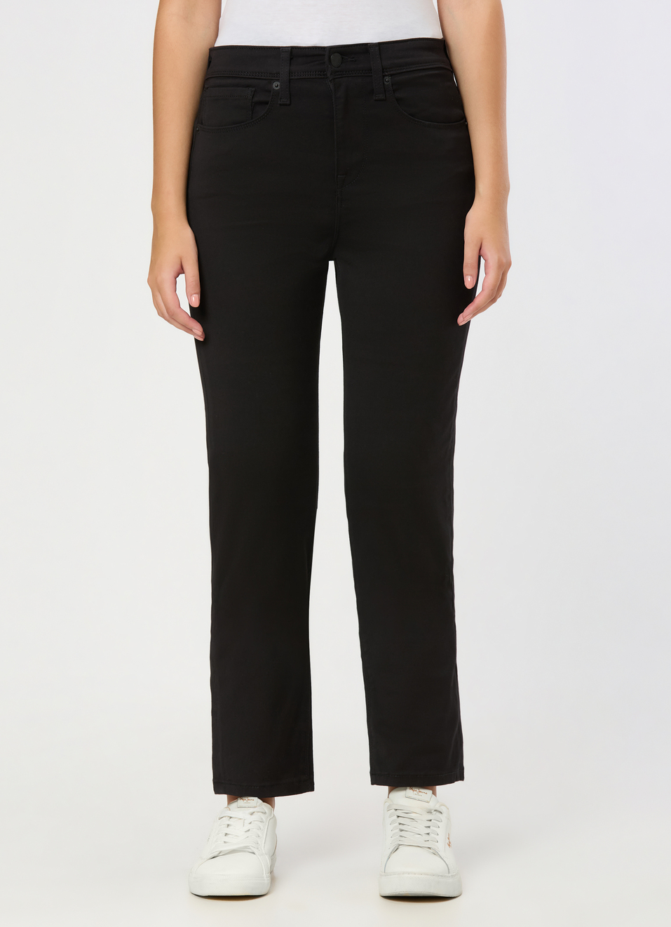 Women Black Rinse Straight Jeans, , large image number 1