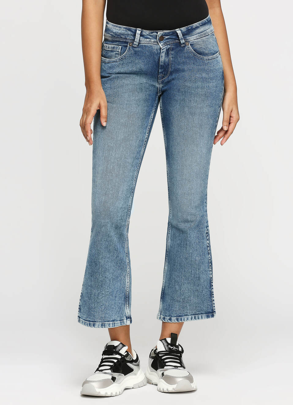 Blue Pimlico Mid Rise Flare Jeans, , large image number 1