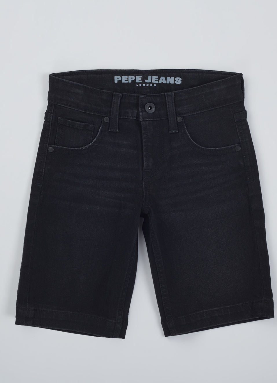 Boys Cashed Black Mid Rise Slim Shorts, , large image number 0