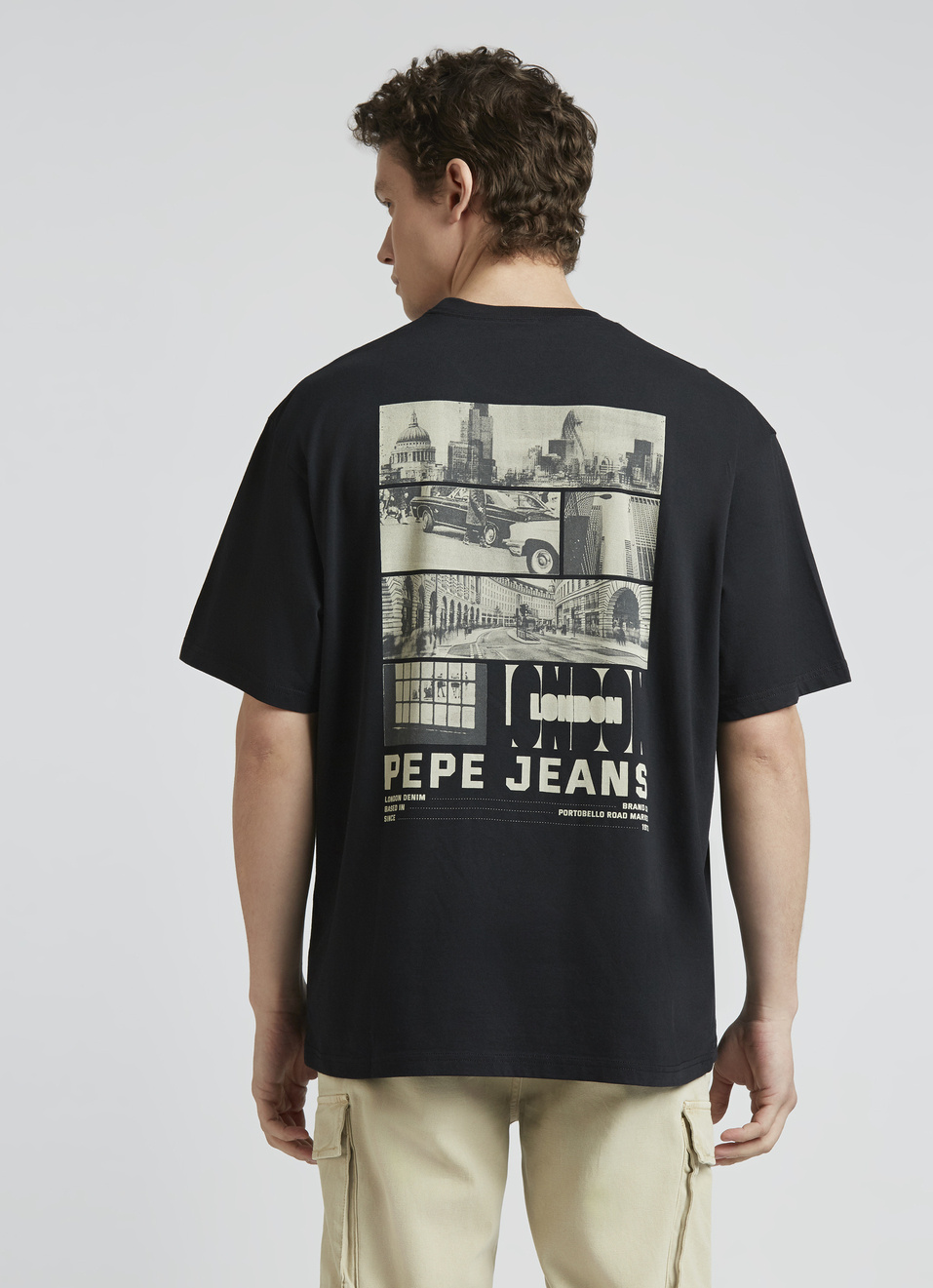 Black Back Print Short Sleeve Oversized T-shirt, , large image number 2