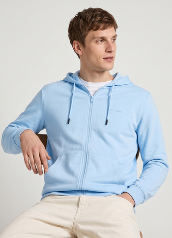 Men Blue Solid Full Sleeve Hoodie