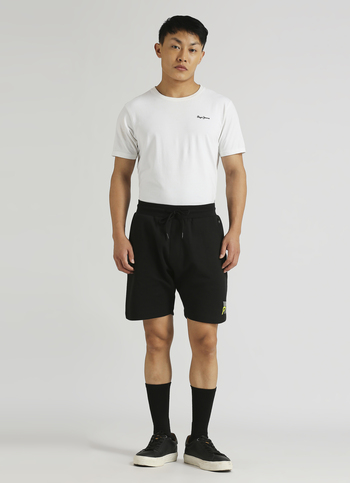 Black Elasticated Waist Print Shorts