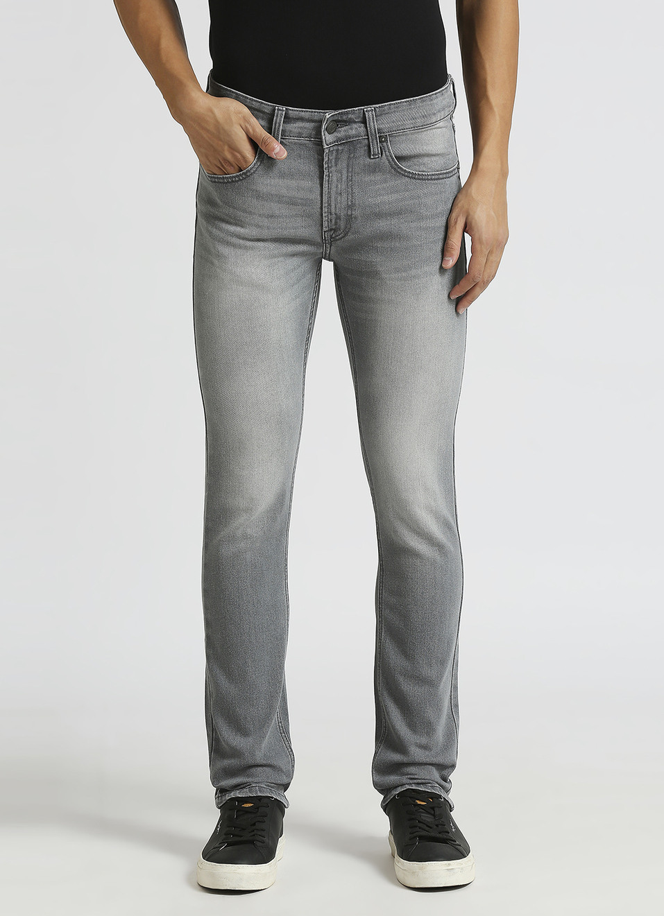 Vapour Grey Mid Rise Slim Fit Jeans, , large image number 2