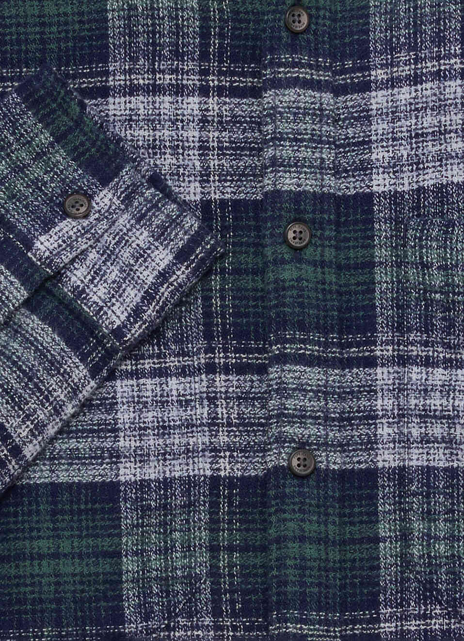 Men Navy Checked Brushed Long Sleeve Shirt, , large image number 7