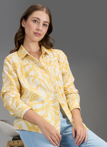 Women Yellow Printed Regular Fit Shirt