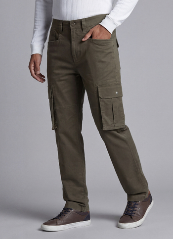 Olive Mid Waist Overdyed Cargo