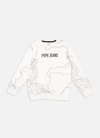 Boys White Printed Full Sleeve Sweatshirt