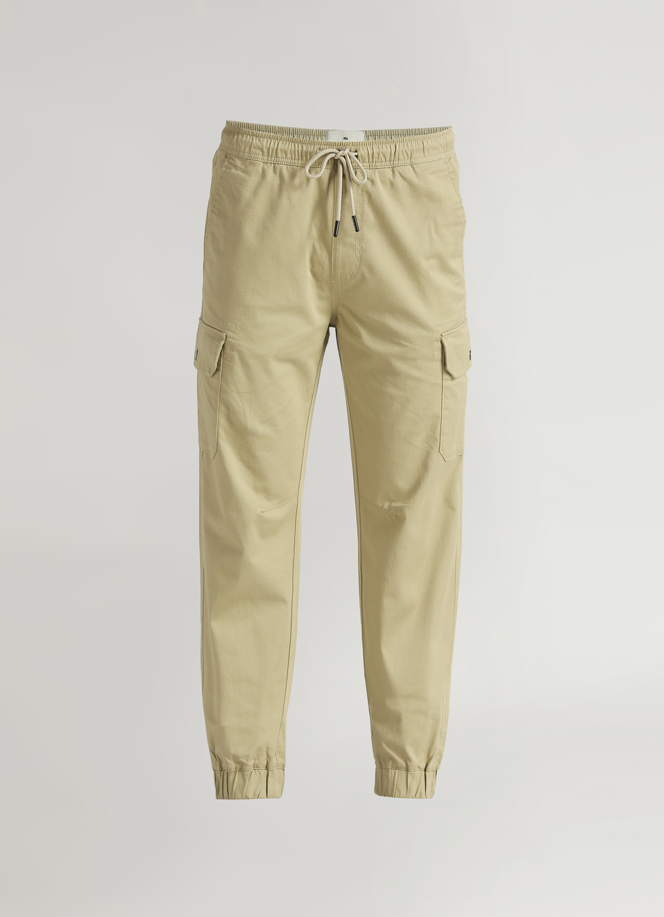 Khaki Solid Stretch Cargo Joggers, , large image number 6