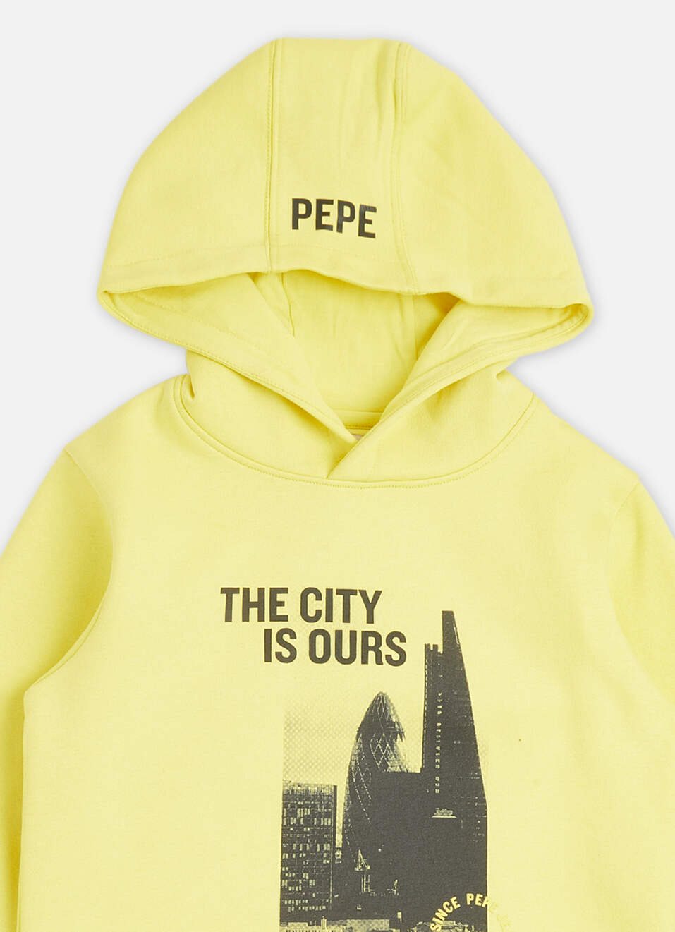 Boys Yellow Graphic Print Full Sleeve Hooded Sweatshirt, , large image number 2