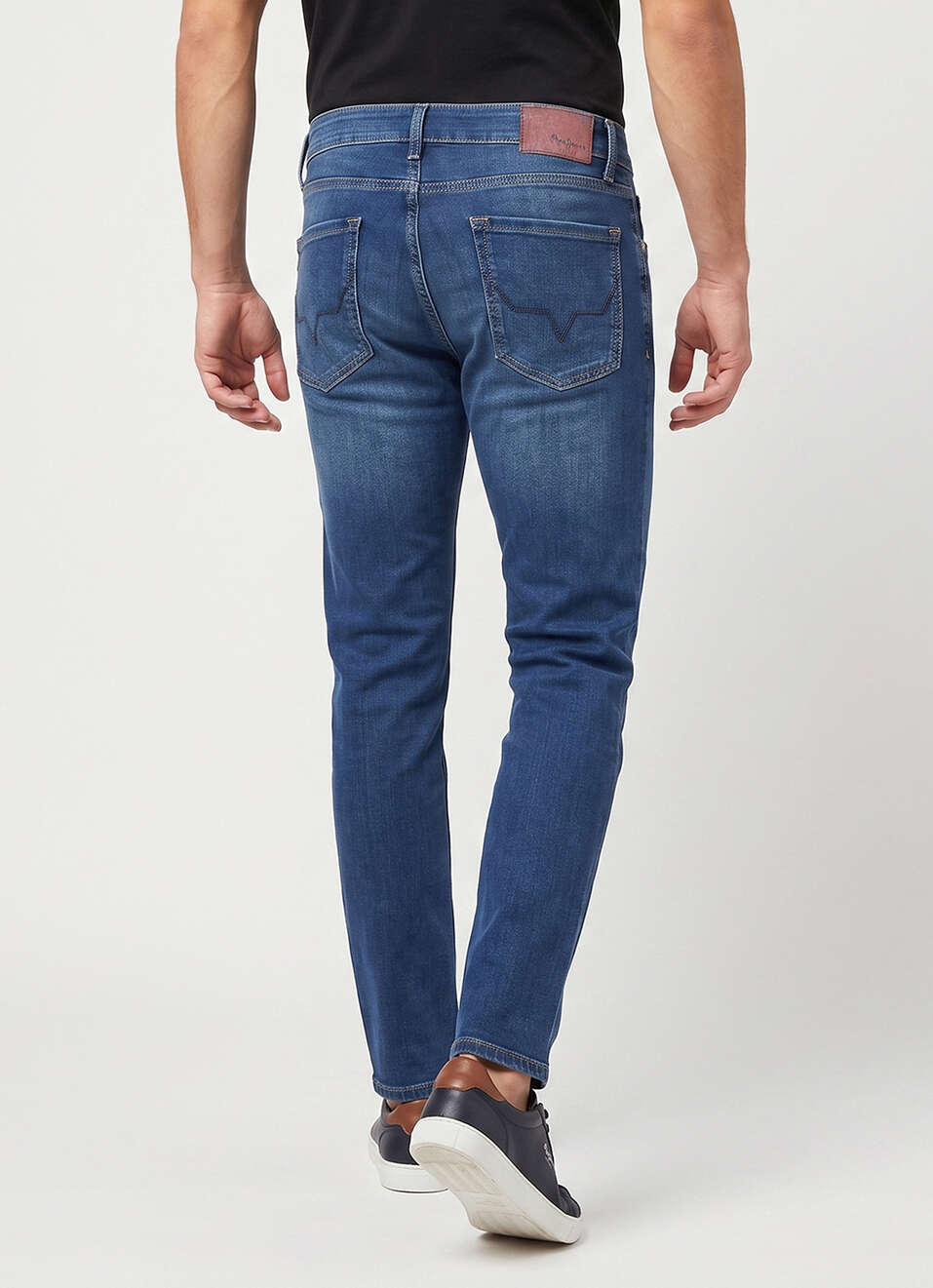 Men Blue Tapered Fit Low Rise Stretchable Jeans, , large image number 3