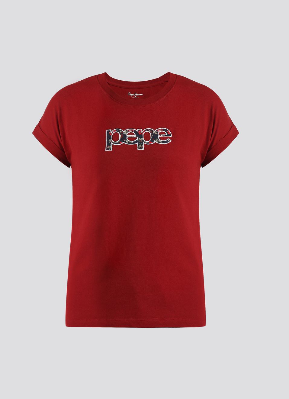 Red Roll-up Short Sleeve T-shirt, , large image number 6