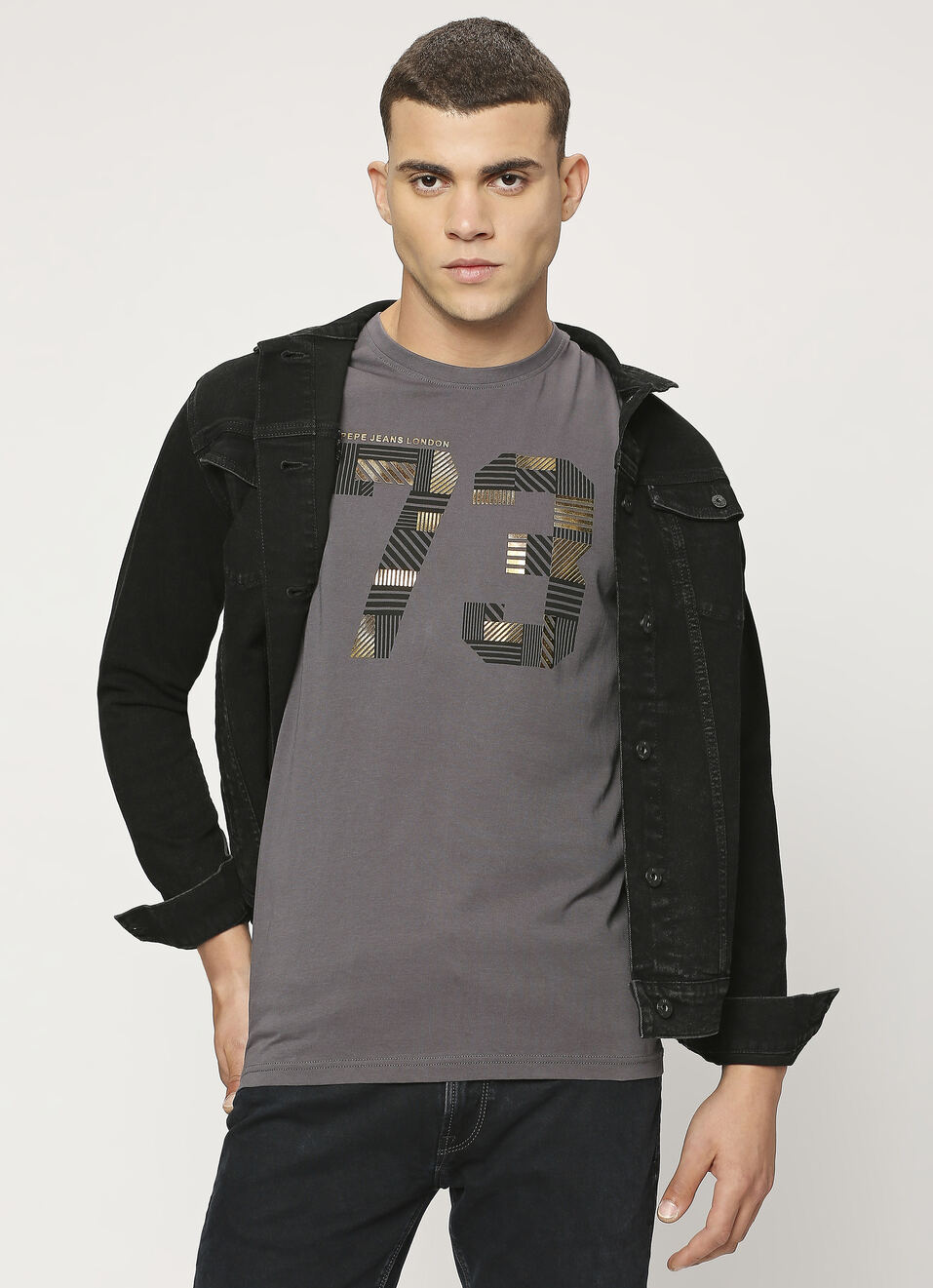 Grey Graphic Print Short Sleeve T-shirt, , large image number 0