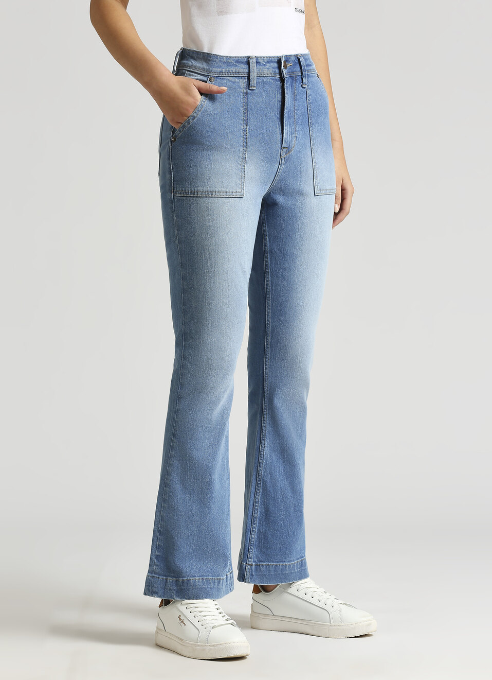 Dion Blue High Rise Flare Jeans, , large image number 3