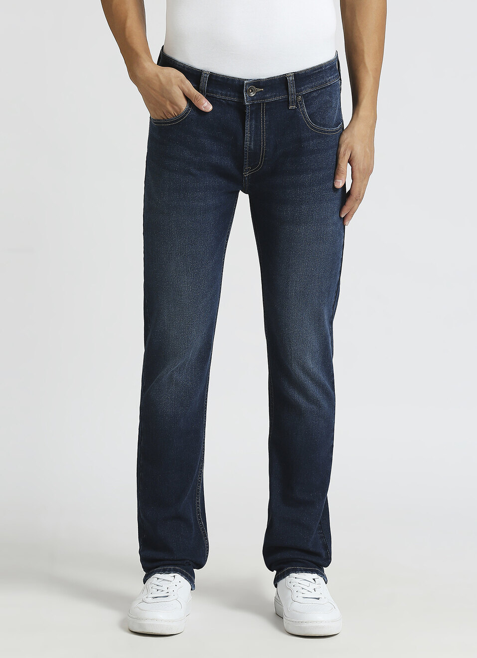 Vapour Dark Blue Mid Rise Slim Fit Jeans, , large image number 2
