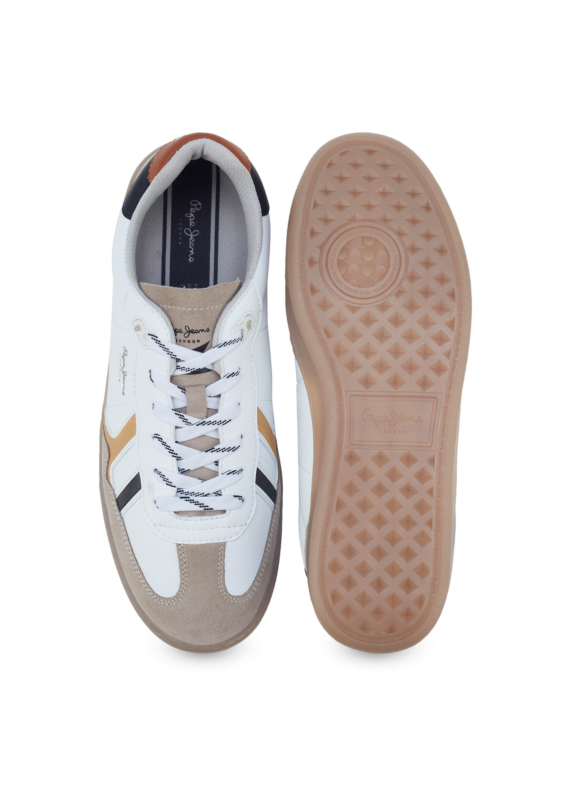 Men White Colorblock Lace Up Sneakers, , large image number 5
