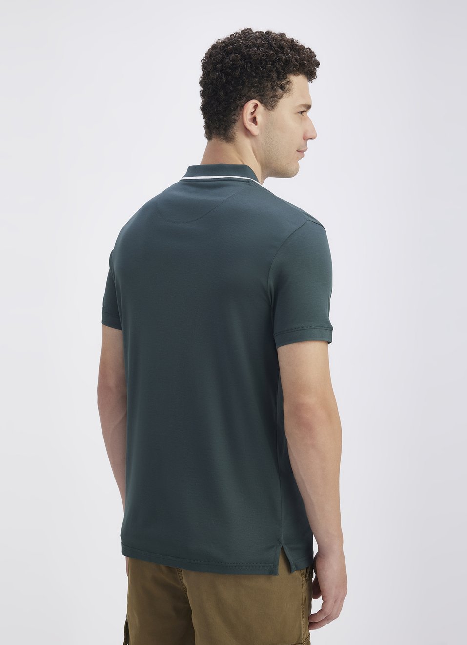 Men Green  Mercerised Short Sleeve Polo, , large image number 2