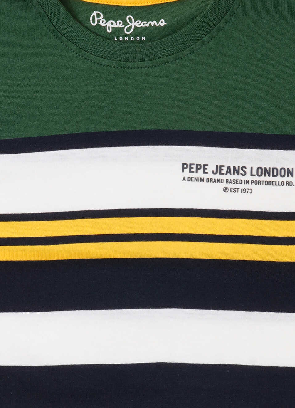 Boys Green Striped Short Sleeve T-shirt, , large image number 2