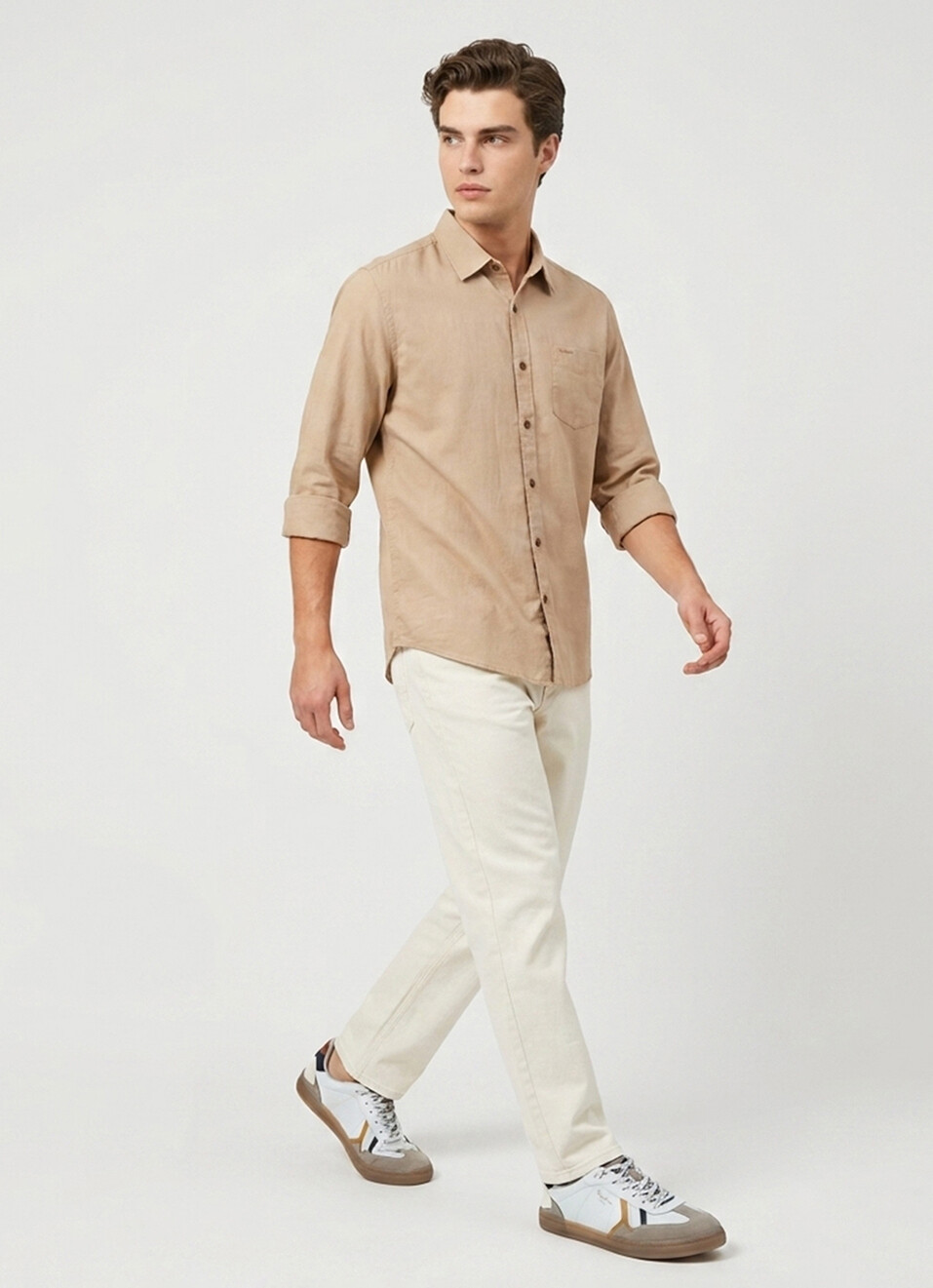 Men Khaki Solid Long Sleeve Shirt, , large image number 5