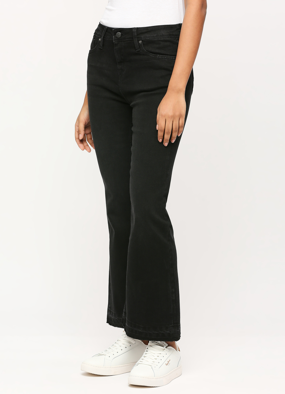 Dion Flare Black High Waist Slim Fit Jeans, , large image number 3