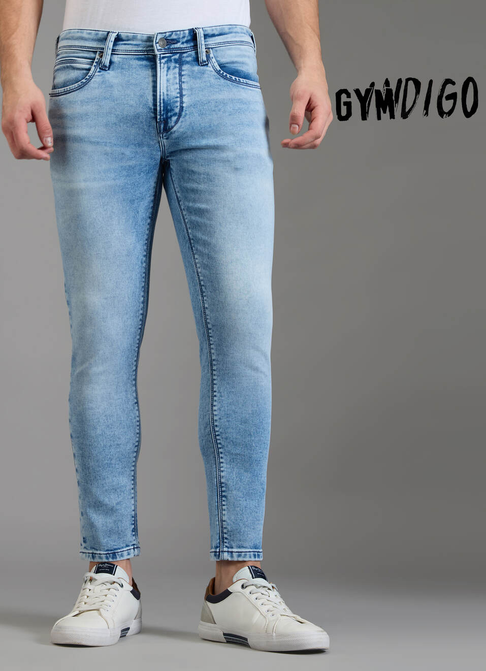 Men Blue Skinny Fit Mid Rise Stretchable Jeans, , large image number 2