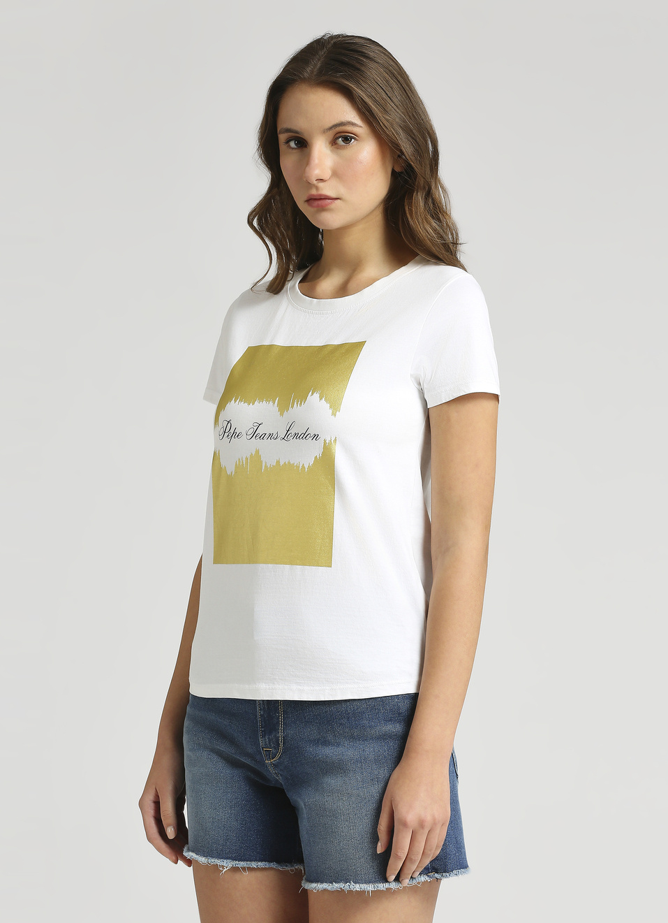 White Foil Print Short Sleeve T-shirt, , large image number 3
