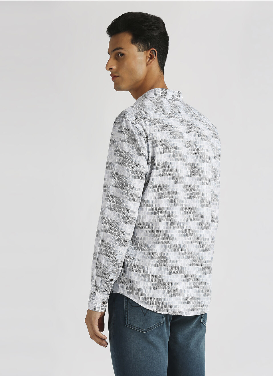 Grey All Over Print Twill Long Sleeve Shirt, , large image number 2