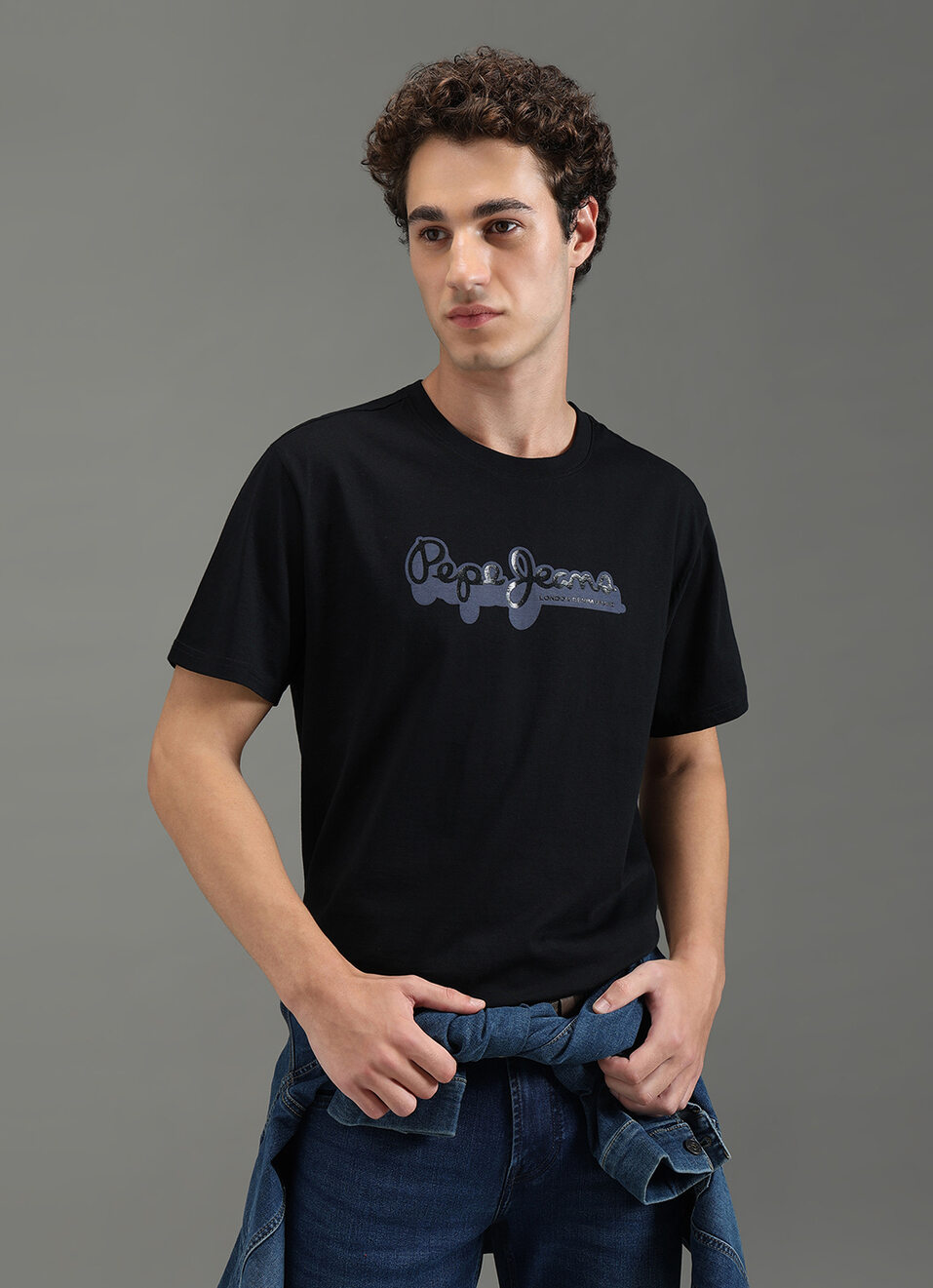 Men Black Relaxed Fit Graphic T-shirt, , large image number 0