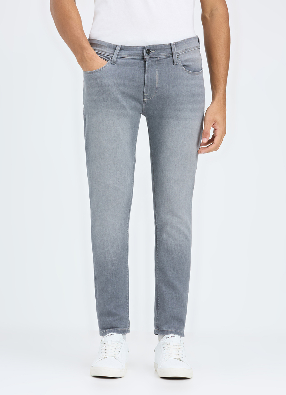 Men Grey Skinny Fit Ankle-length Powerflex Jeans, , large image number 2