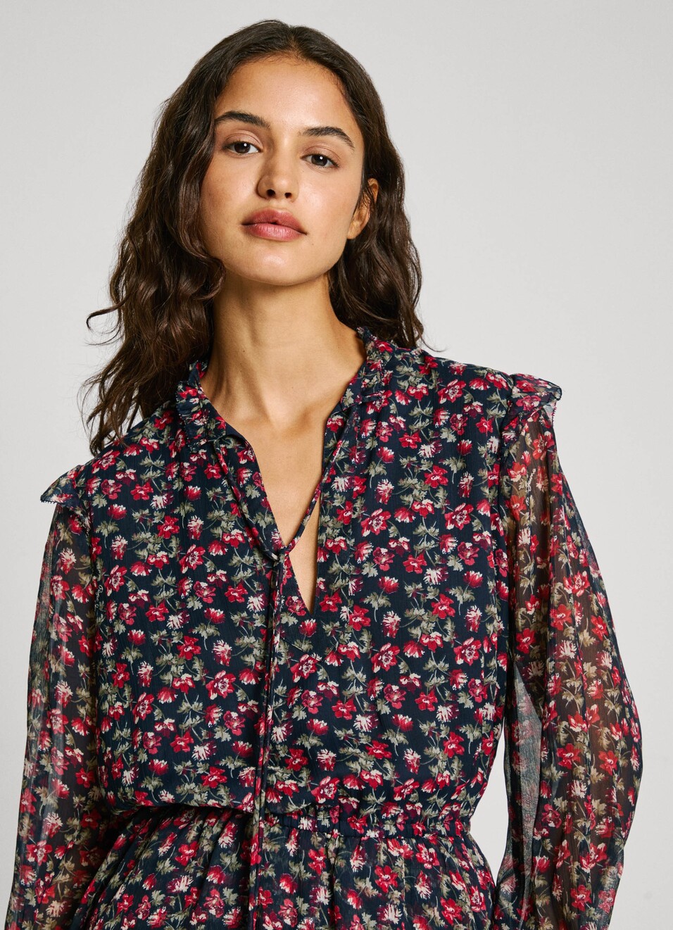 Brown Floral Mini Dress, , large image number 2