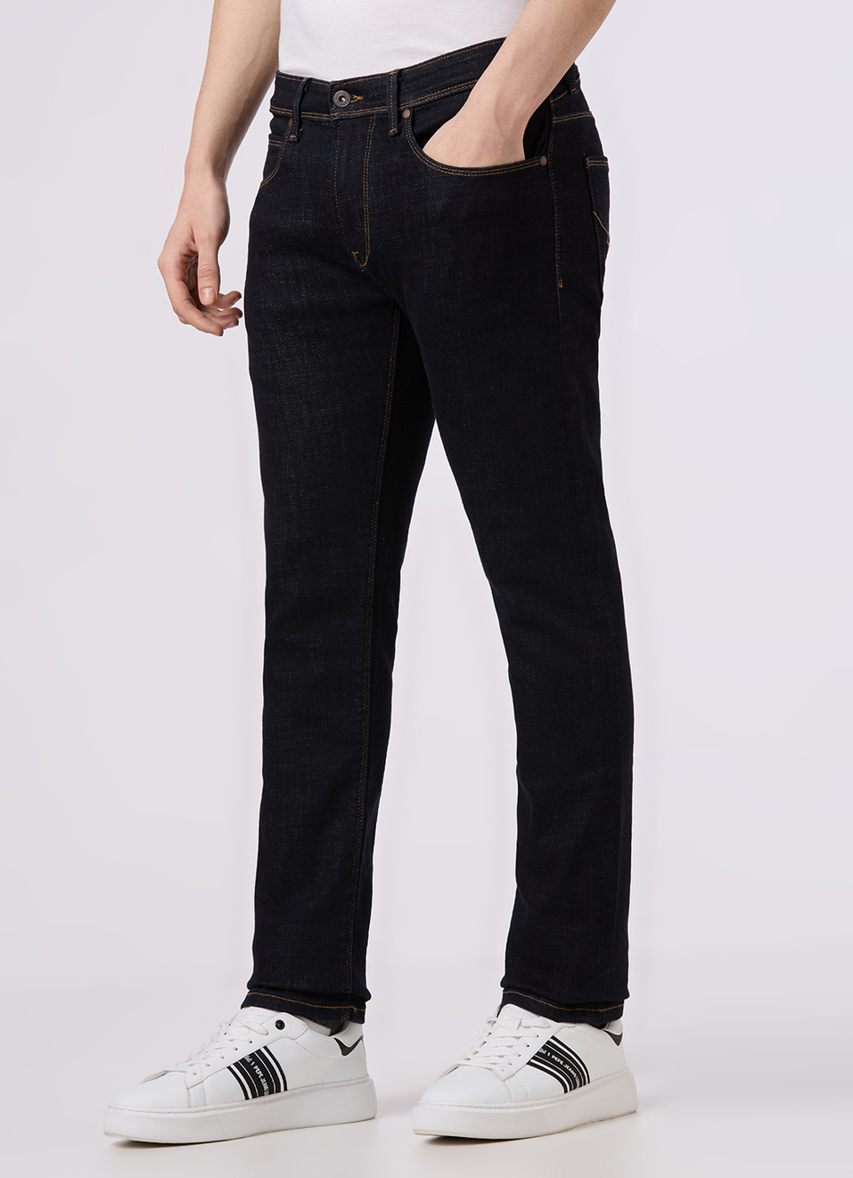 Men Raw Mid Rise Slim Fit Powerflex Jeans, , large image number 5