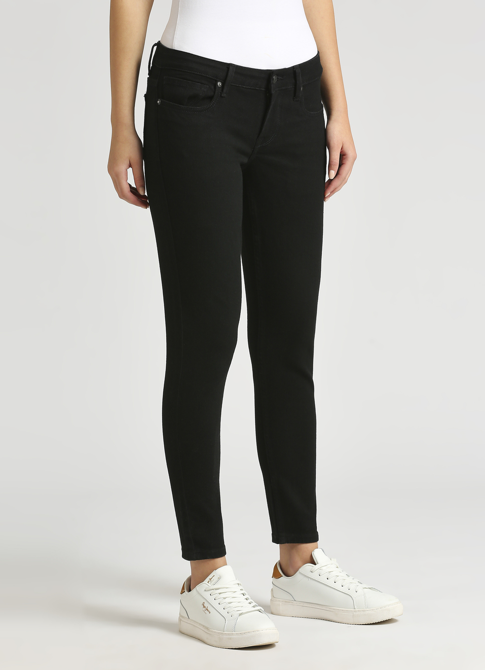 Lola Jet Black Mid Waist Skinny Fit Jeans, , large image number 3