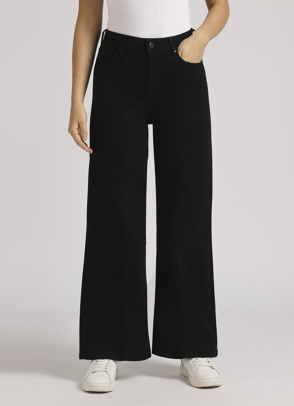 Hailey Black High Waist Loose Wide Leg Jeans, , large image number 1
