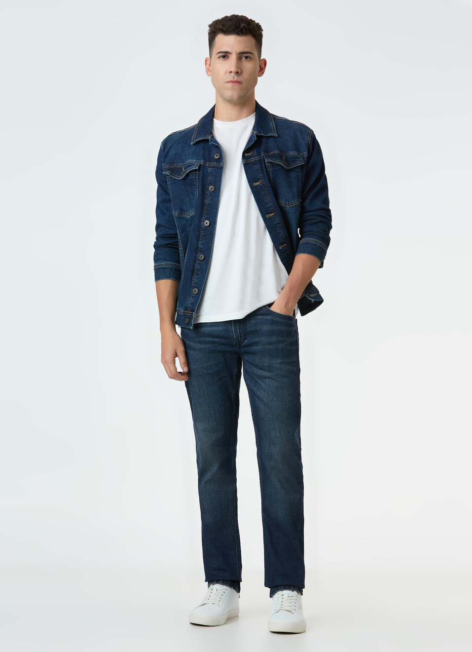 Men Blue Mid Rise Slim Fit Stretchable Jeans, , large image number 0