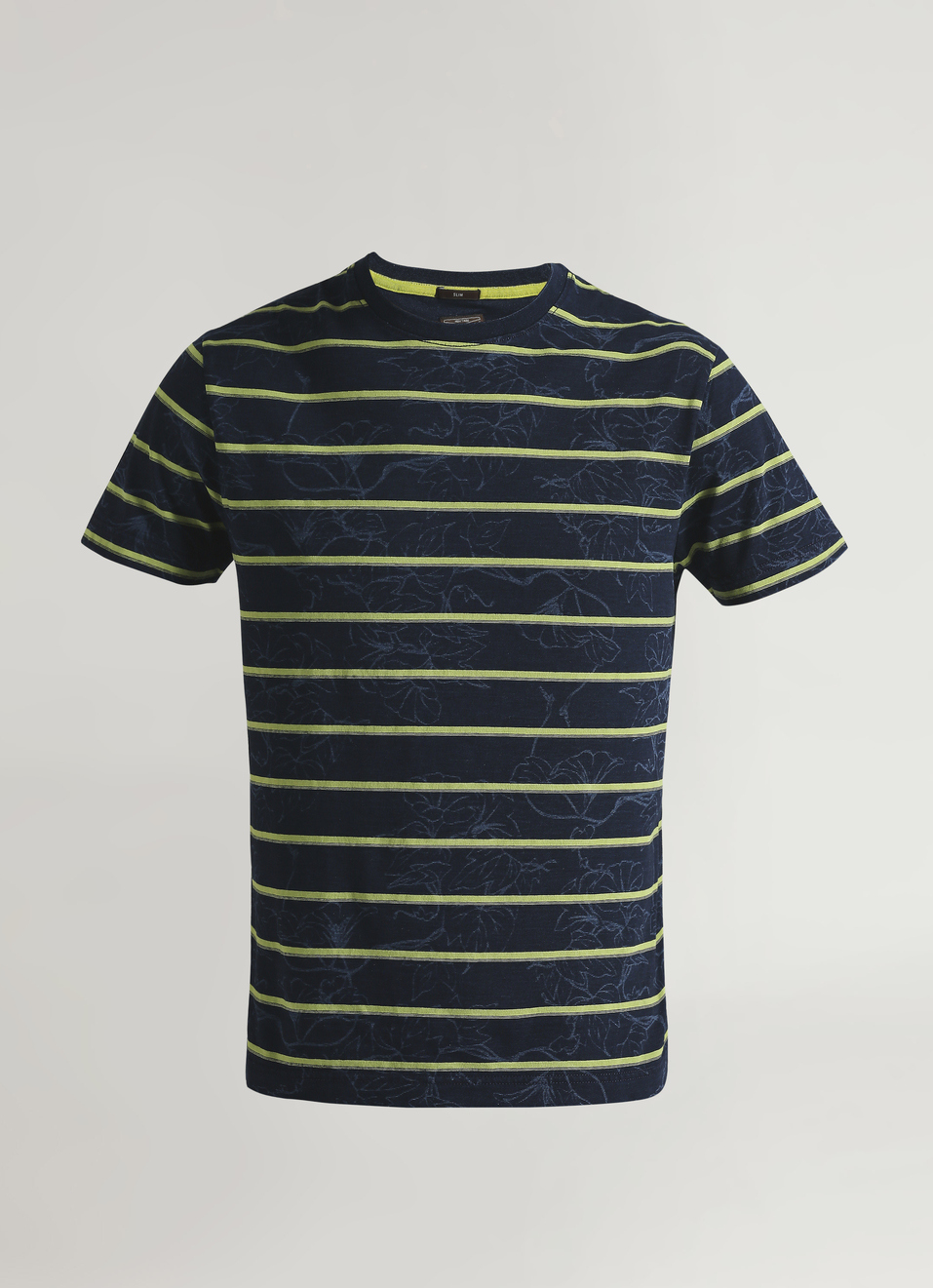 Indigo Tropical Print Stripe Short Sleeve T-shirt, , large image number 6