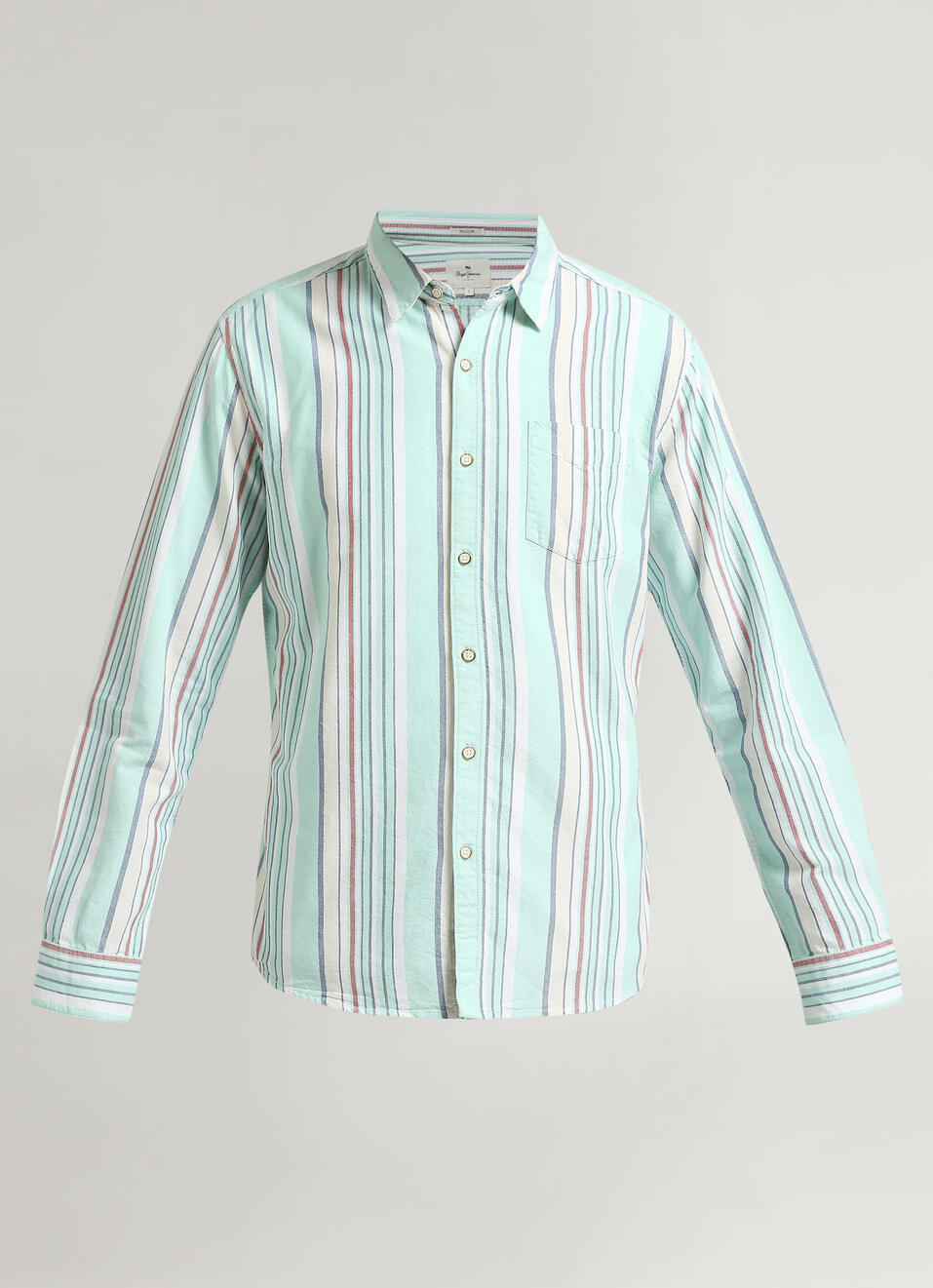 Aqua Stripes Textured Long Sleeve Shirt, , large image number 6