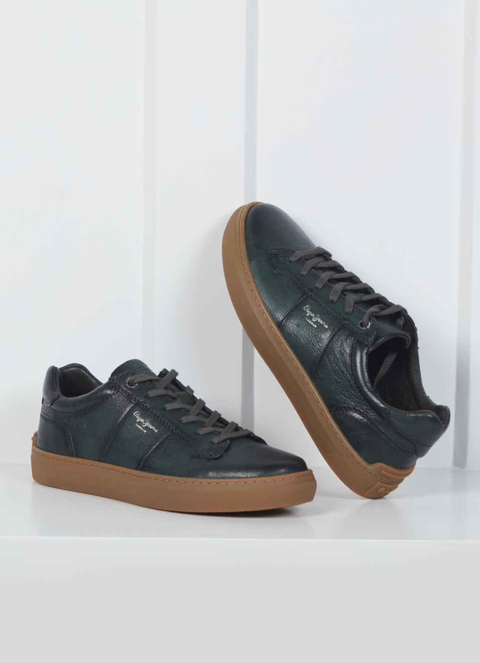 Men Green Premium Leather Sneakers, , large image number 0