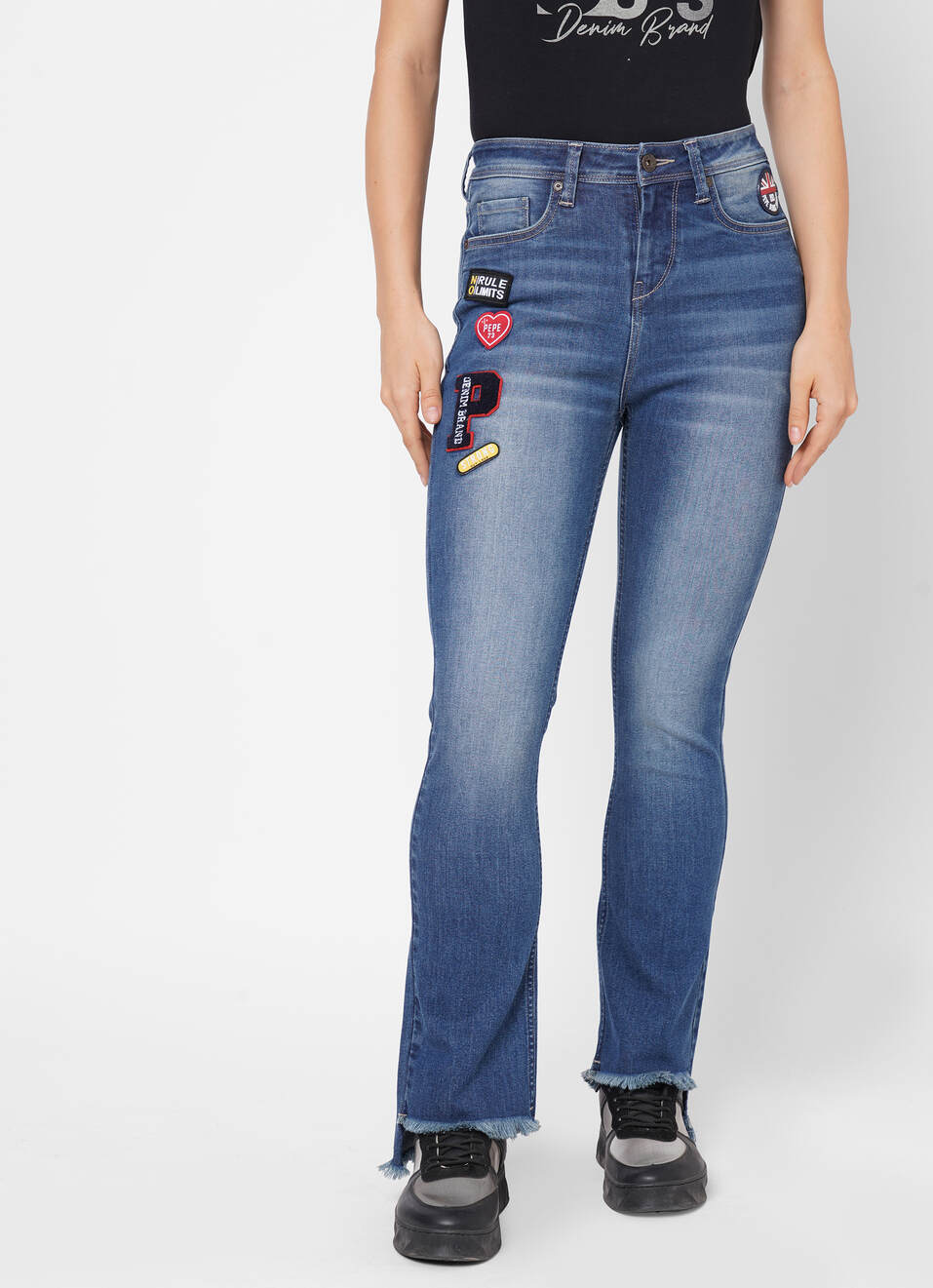 Ruby Dion Flare Slim Fit High Waist Flare leg jeans Jeans, , large image number 0