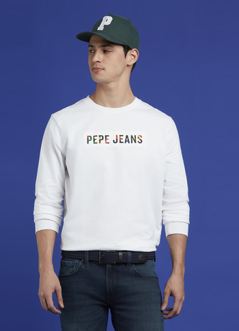 White Crew Neck Full Sleeve Sweatshirt