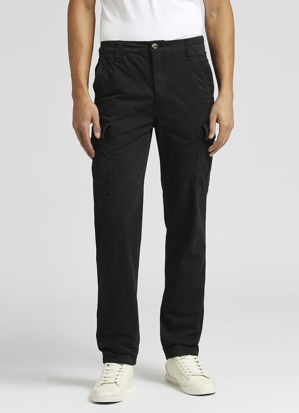 Black Overdyed Stretch Cargo Pants, , large image number 2